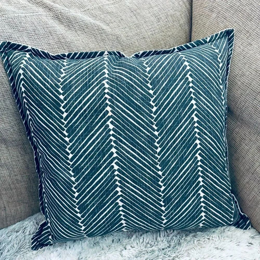 Gray White Feather Filled Large Throw Pillow